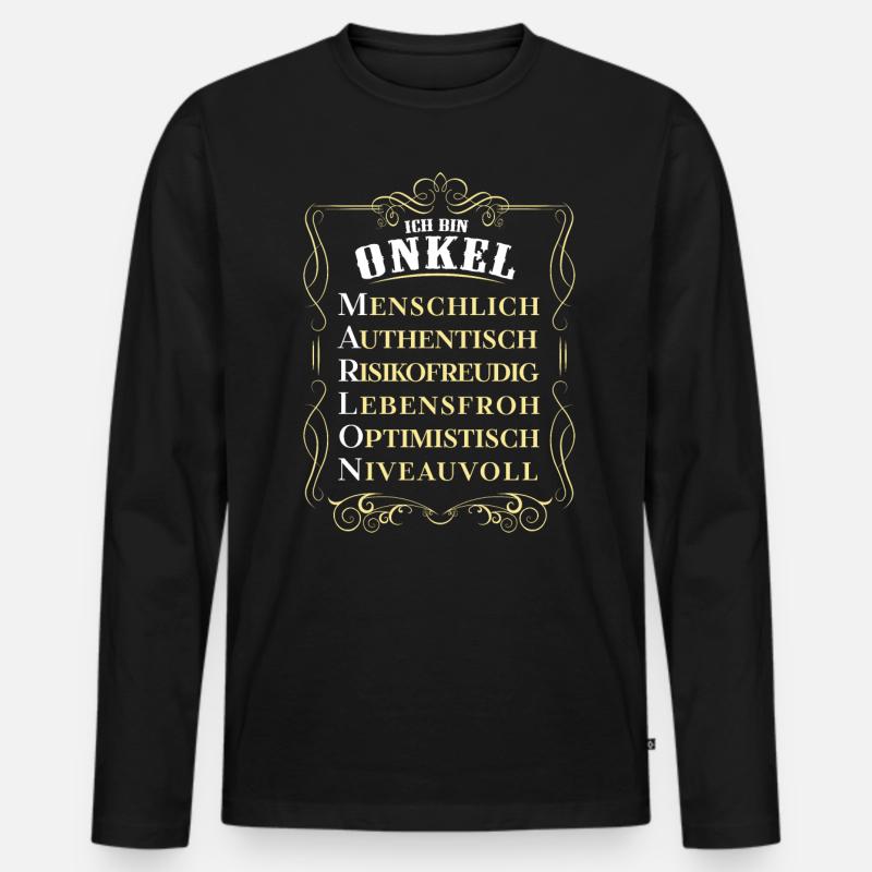 Marlon - bester Onkel - Männer Premium Bio Langarmshirt - Schwarz