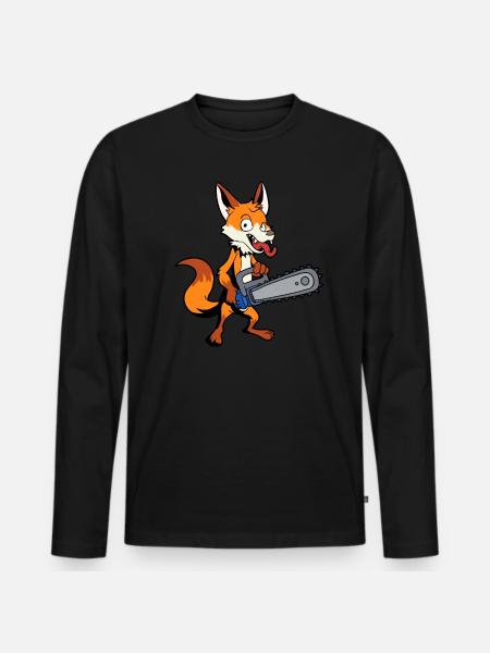 Monster Animals - Chainsaw Fox - Men's Premium Organic Long Sleeve Shirt - black