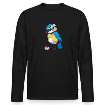 Monster Tiere - Horror Blaumeise - Männer Premium Bio Langarmshirt - Schwarz - Vorne - Nico (187cm)