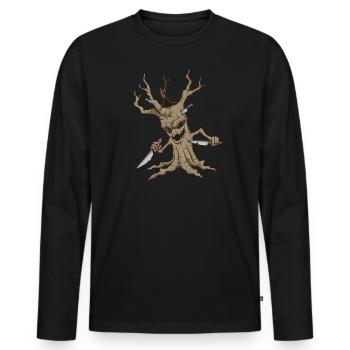 Monster Plants - Arbre au couteau d’horreur - T-shirt manches longues Premium bio Homme - noir - Devant - Nico (187cm)