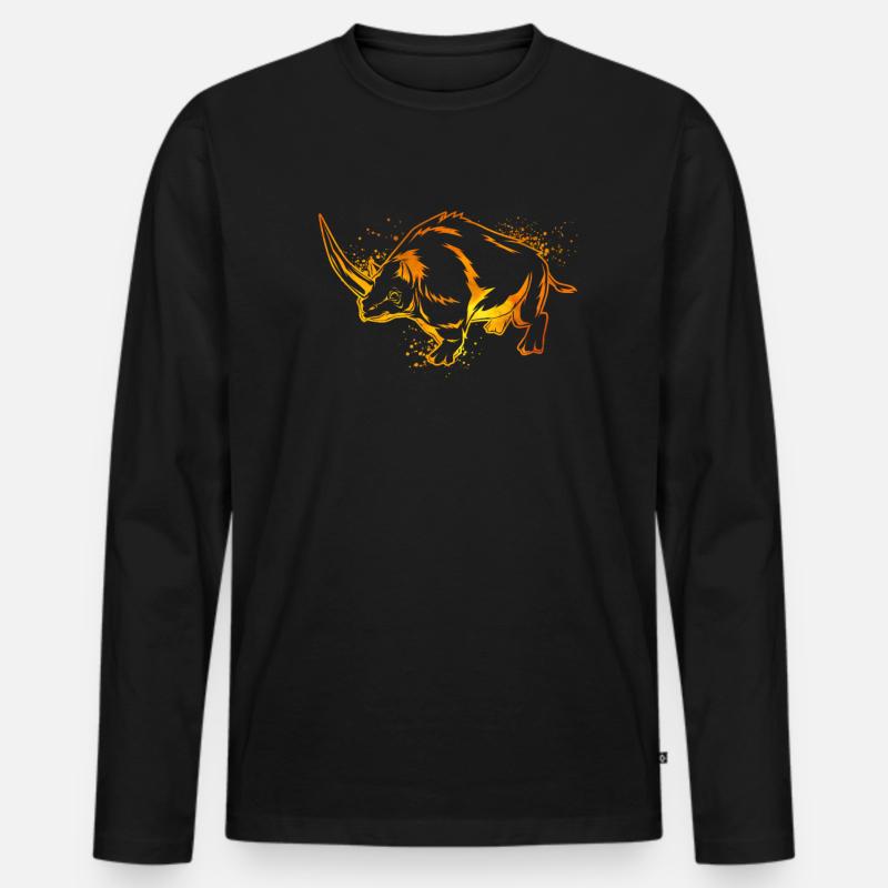 Farbenfrohes Elasmotherium - Männer Premium Bio Langarmshirt - Schwarz