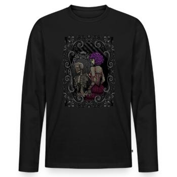 Skelett Spiegelbild - innerlich tot - Gothic - Männer Premium Bio Langarmshirt - Schwarz - Vorne - Nico (187cm)