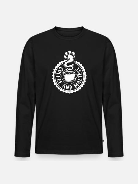 Kaffee und Malteser - Männer Premium Bio Langarmshirt - Schwarz