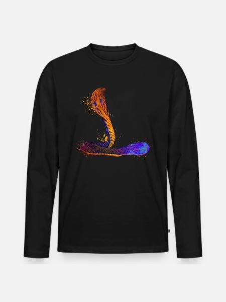 Farbenfrohe Kobra - Männer Premium Bio Langarmshirt - Schwarz