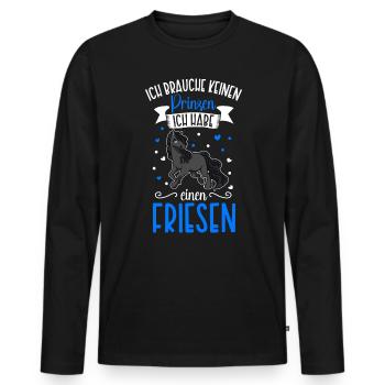 Ich brauche keinen Prinzen - Friesen - Männer Premium Bio Langarmshirt - Schwarz - Vorne - Nico (187cm)