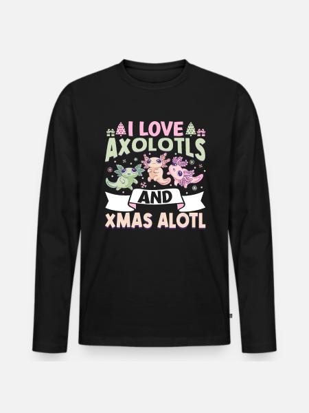 Axolotl Christmas - Men's Premium Organic Long Sleeve Shirt - black