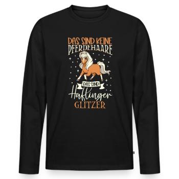 Haflinger Glitzer - Das sind keine Pferdehaare - Männer Premium Bio Langarmshirt - Schwarz - Vorne - Nico (187cm)