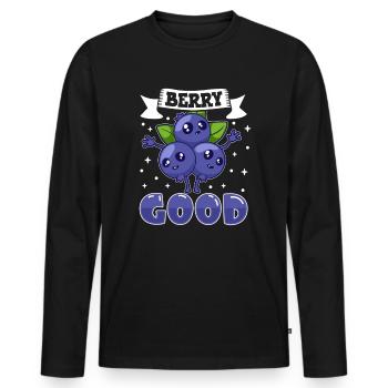 Berry good - Blueberry - Men's Premium Organic Long Sleeve Shirt - black - Front - Nico (187cm)