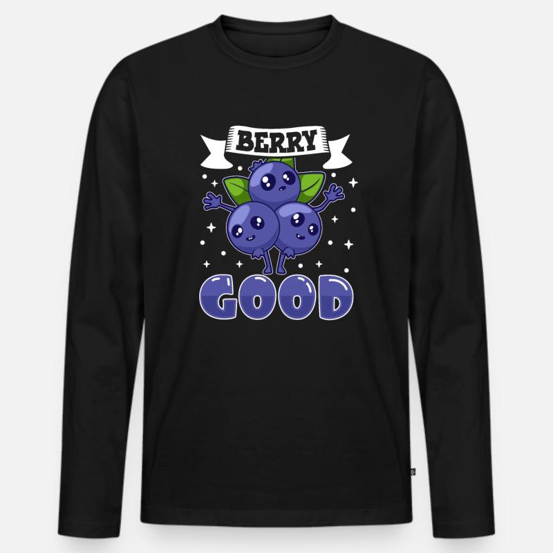Berry good - Blaubeere - Männer Premium Bio Langarmshirt - Schwarz