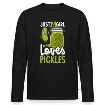 Just a girl who loves pickles - Gurken - Männer Premium Bio Langarmshirt - Schwarz - Vorne - Nico (187cm)