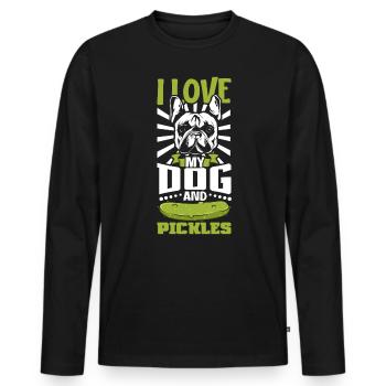J’aime mon chien et mes cornichons - Concombres - T-shirt manches longues Premium bio Homme - noir - Devant - Nico (187cm)