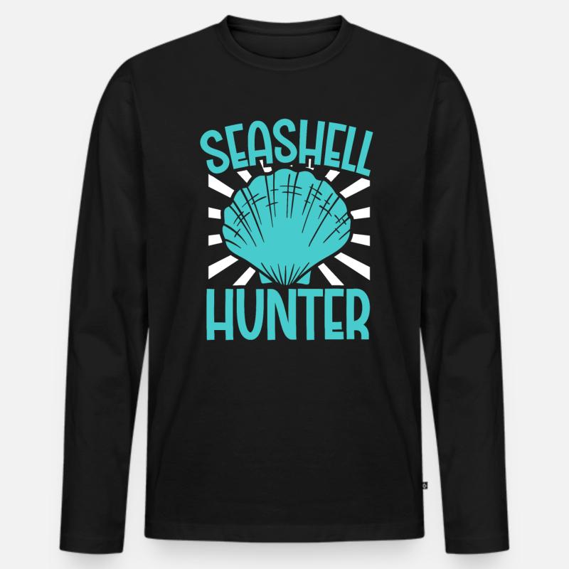 Seashell Hunter - Muscheln - Männer Premium Bio Langarmshirt - Schwarz