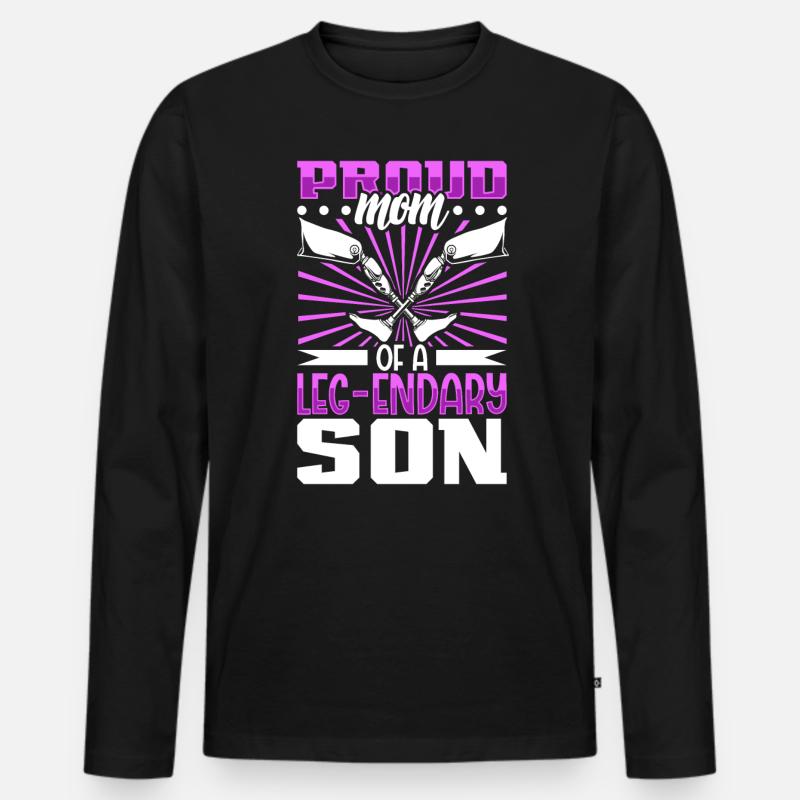 Stolze Mutter - Beinprothese - Männer Premium Bio Langarmshirt - Schwarz