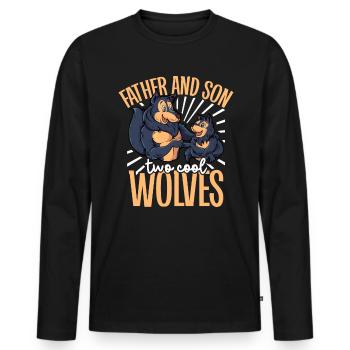 Coole Wölfe - Vater und Sohn - Männer Premium Bio Langarmshirt - Schwarz - Vorne - Nico (187cm)
