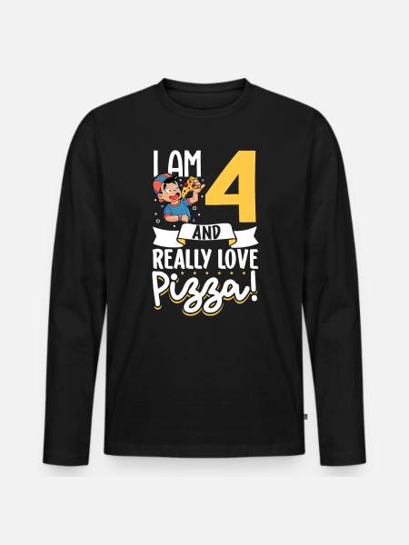 I'm 4 - Boy Pizza - Men's Premium Organic Long Sleeve Shirt - black