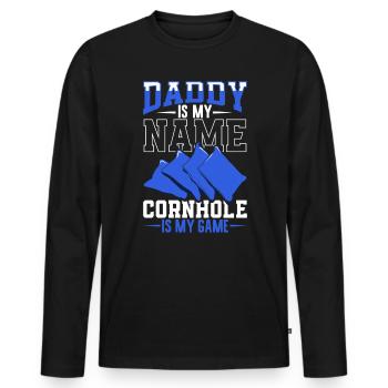 Ich heiße Papa und mein Spiel ist Cornhole - Männer Premium Bio Langarmshirt - Schwarz - Vorne - Nico (187cm)