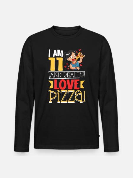 I'm 11 - Girl Pizza - Men's Premium Organic Long Sleeve Shirt - black