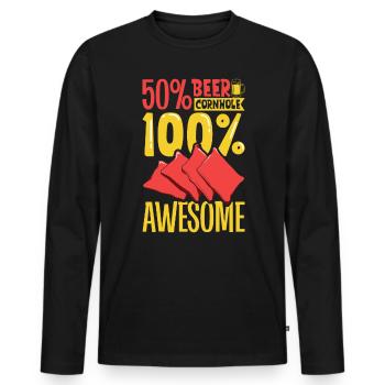 50 Prozent Bier - 50 Prozent Cornhole - Männer Premium Bio Langarmshirt - Schwarz - Vorne - Nico (187cm)