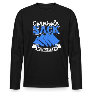 Ich flüstere zu Säcken - Cornhole - Männer Premium Bio Langarmshirt - Schwarz - Vorne - Nico (187cm)