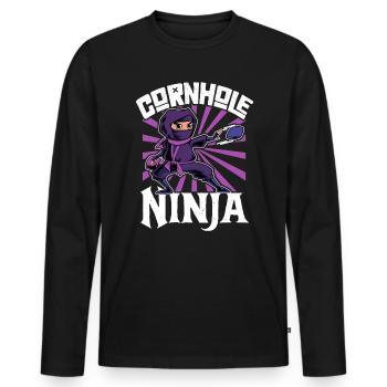 Cornhole Ninja - Männer Premium Bio Langarmshirt - Schwarz - Vorne - Nico (187cm)