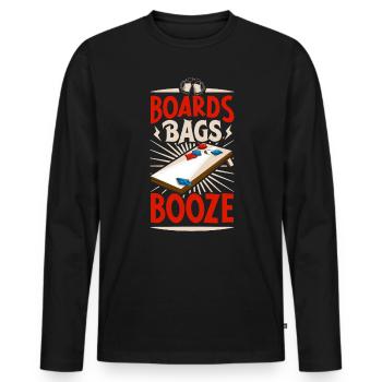 Spielbretter, Säcke und Bier - Cornhole - Männer Premium Bio Langarmshirt - Schwarz - Vorne - Nico (187cm)