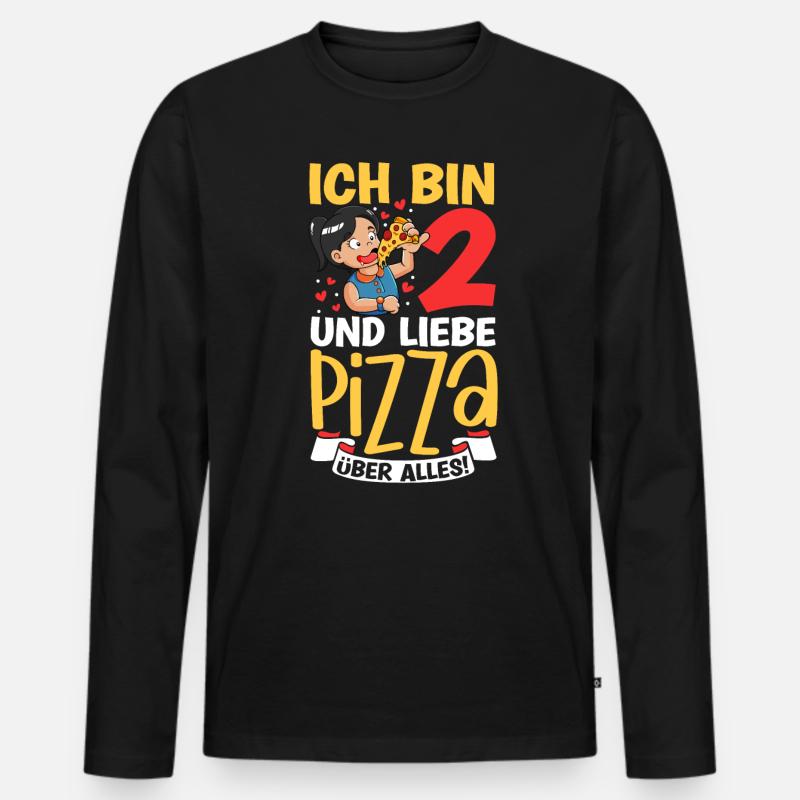 Ich bin 2 - Mädchen Pizza - Männer Premium Bio Langarmshirt - Schwarz