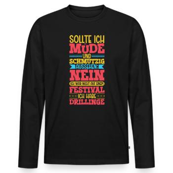 Müde und schmutzig - Drillinge - Männer Premium Bio Langarmshirt - Schwarz - Vorne - Nico (187cm)