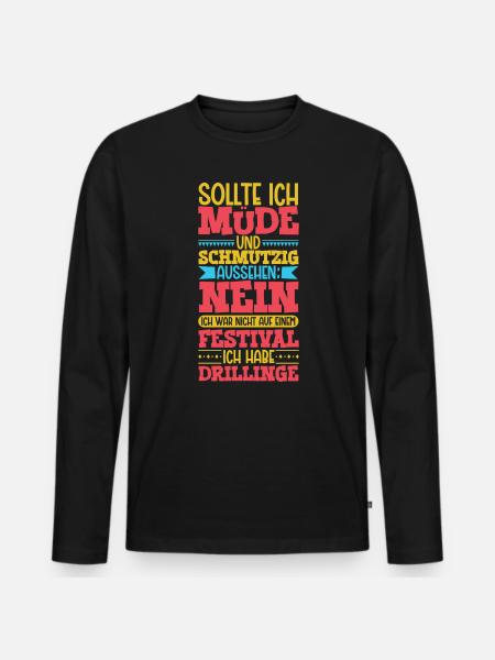 Müde und schmutzig - Drillinge - Männer Premium Bio Langarmshirt - Schwarz