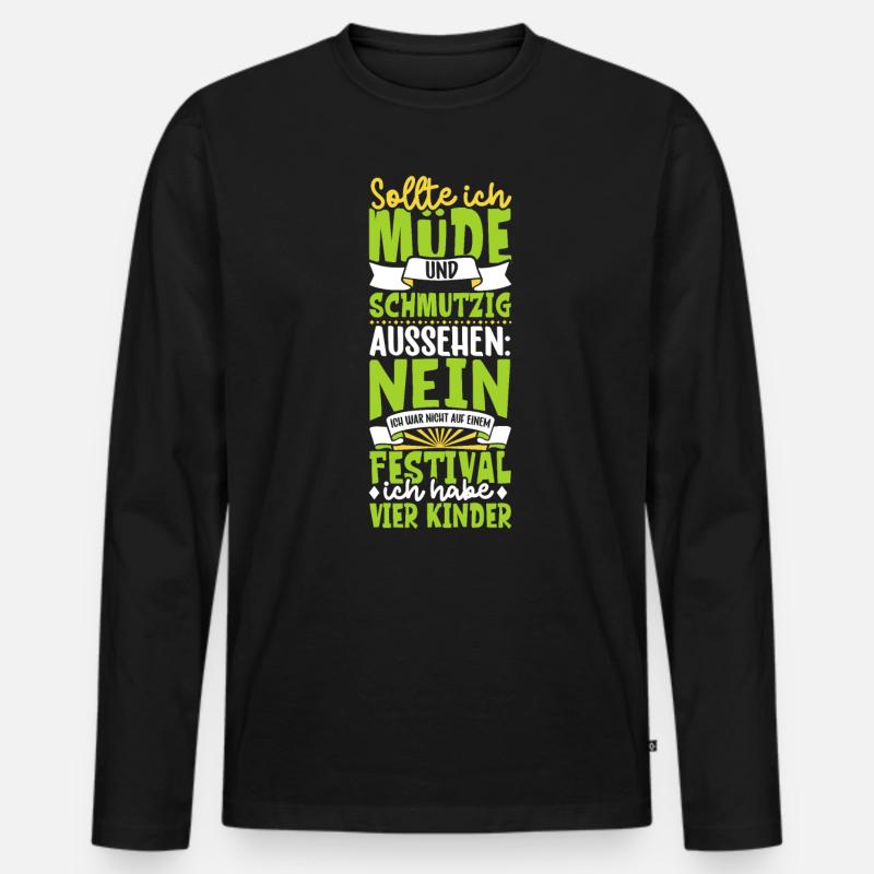 Müde und schmutzig - vier Kinder - Männer Premium Bio Langarmshirt - Schwarz