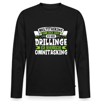 Multitasking kann jeder - Vater von Drillingen - Männer Premium Bio Langarmshirt - Schwarz - Vorne - Nico (187cm)