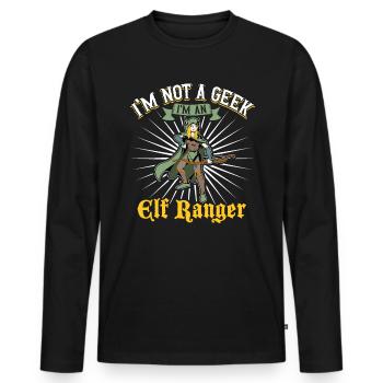 No geek - D20 RPG Character - Ranger - Men's Premium Organic Long Sleeve Shirt - black - Front - Nico (187cm)