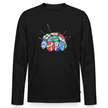 Mur du bouclier viking - T-shirt manches longues Premium bio Homme - noir - Devant - Nico (187cm)