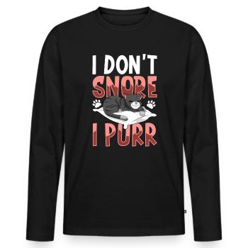 Je ne ronfle pas, je ronronne - T-shirt manches longues Premium bio Homme - noir - Devant - Nico (187cm)
