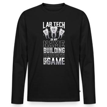 Technicien dentaire est mon nom - Technicien dentaire - T-shirt manches longues Premium bio Homme - noir - Devant - Nico (187cm)