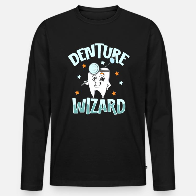 Dentition Wizard - Dentist - Men's Premium Organic Long Sleeve Shirt - black