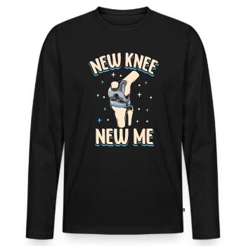 New knee, new me - Knee Titanium - Men's Premium Organic Long Sleeve Shirt - black - Front - Nico (187cm)