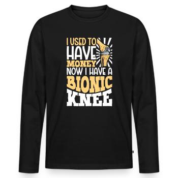 J’ai un genou en titane - T-shirt manches longues Premium bio Homme - noir - Devant - Nico (187cm)