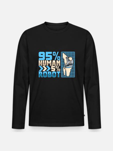 5 percent robot - knee surgery - Men's Premium Organic Long Sleeve Shirt - black