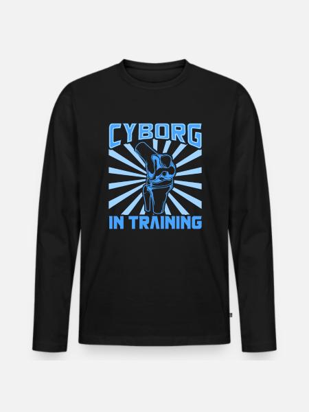 Cyborg en formation - prothèse de genou - T-shirt manches longues Premium bio Homme - noir