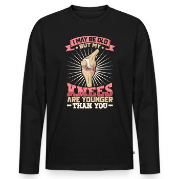 Nouveau genou Nouveau vous - genou titan - T-shirt manches longues Premium bio Homme - noir - Devant - Nico (187cm)