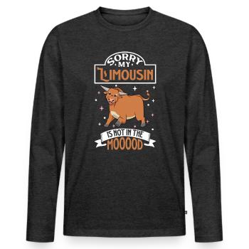 Not in the mood - Limousin - Männer Premium Bio Langarmshirt - Anthrazit meliert - Vorne - Nico (187cm)