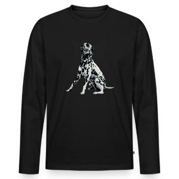 Dessin de chien - Dalmatien - T-shirt manches longues Premium bio Homme - noir - Devant - Nico (187cm)
