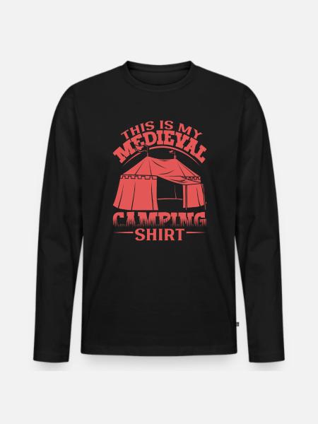 Das ist mein Mittelalter Camping - Männer Premium Bio Langarmshirt - Schwarz