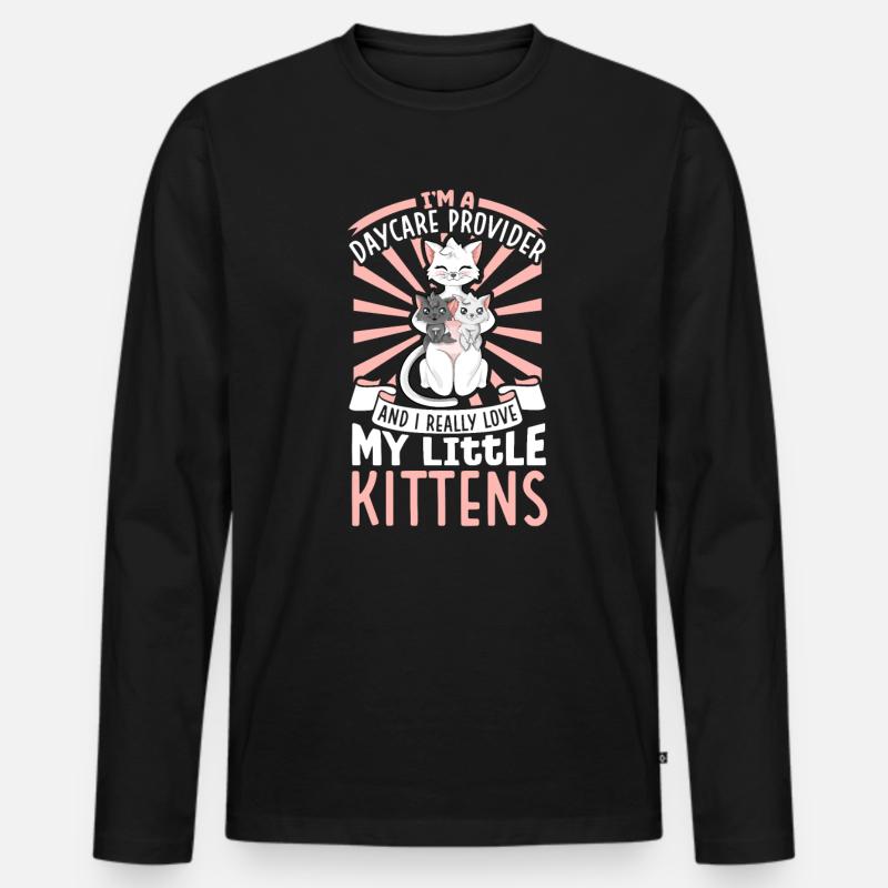 I really love my little kittens - Tagesmutter - Männer Premium Bio Langarmshirt - Schwarz