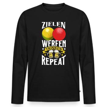 Zielen Werfen Trinken Repeat - Bosseln - Männer Premium Bio Langarmshirt - Schwarz - Vorne - Nico (187cm)