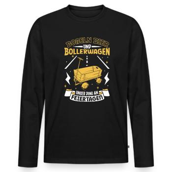 Boßeln Bier und Bollerwagen - Bosseln - Männer Premium Bio Langarmshirt - Schwarz - Vorne - Nico (187cm)