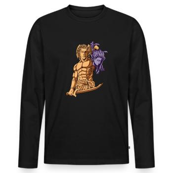 Persée et Méduse - T-shirt manches longues Premium bio Homme - noir - Devant - Nico (187cm)