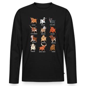 Verschiedene Kawaii Kühe - Männer Premium Bio Langarmshirt - Schwarz - Vorne - Nico (187cm)
