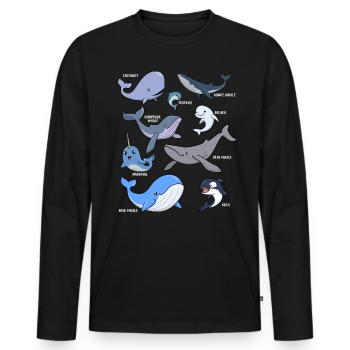 Verschiedene Kawaii Wale - Männer Premium Bio Langarmshirt - Schwarz - Vorne - Nico (187cm)