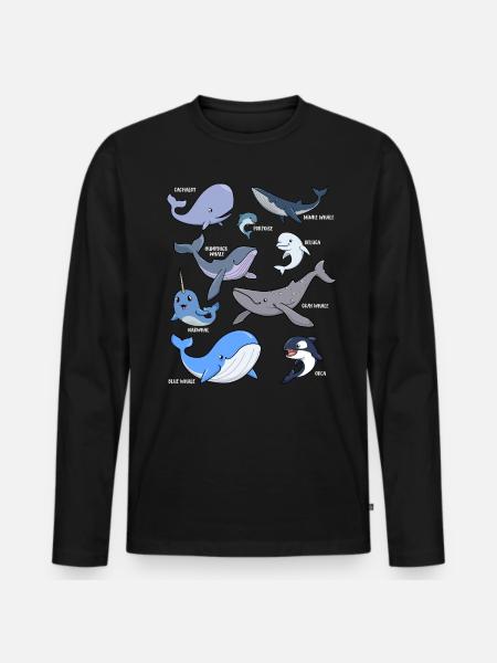 Various kawaii whales - Men's Premium Organic Long Sleeve Shirt - black